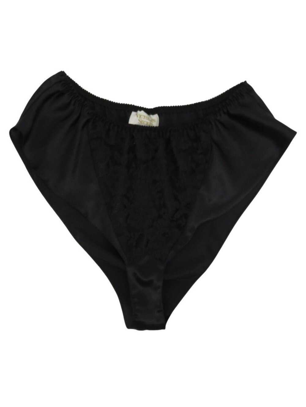 VTG Victorias Secret Gold Label Women Small Black Satin Flutter Sleep Bottoms